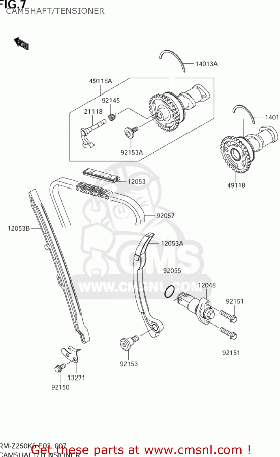 CAMSHAFT/TENSIONER RM-Z250 2006 (K6) USA (E03) RMZ250 RM Z250