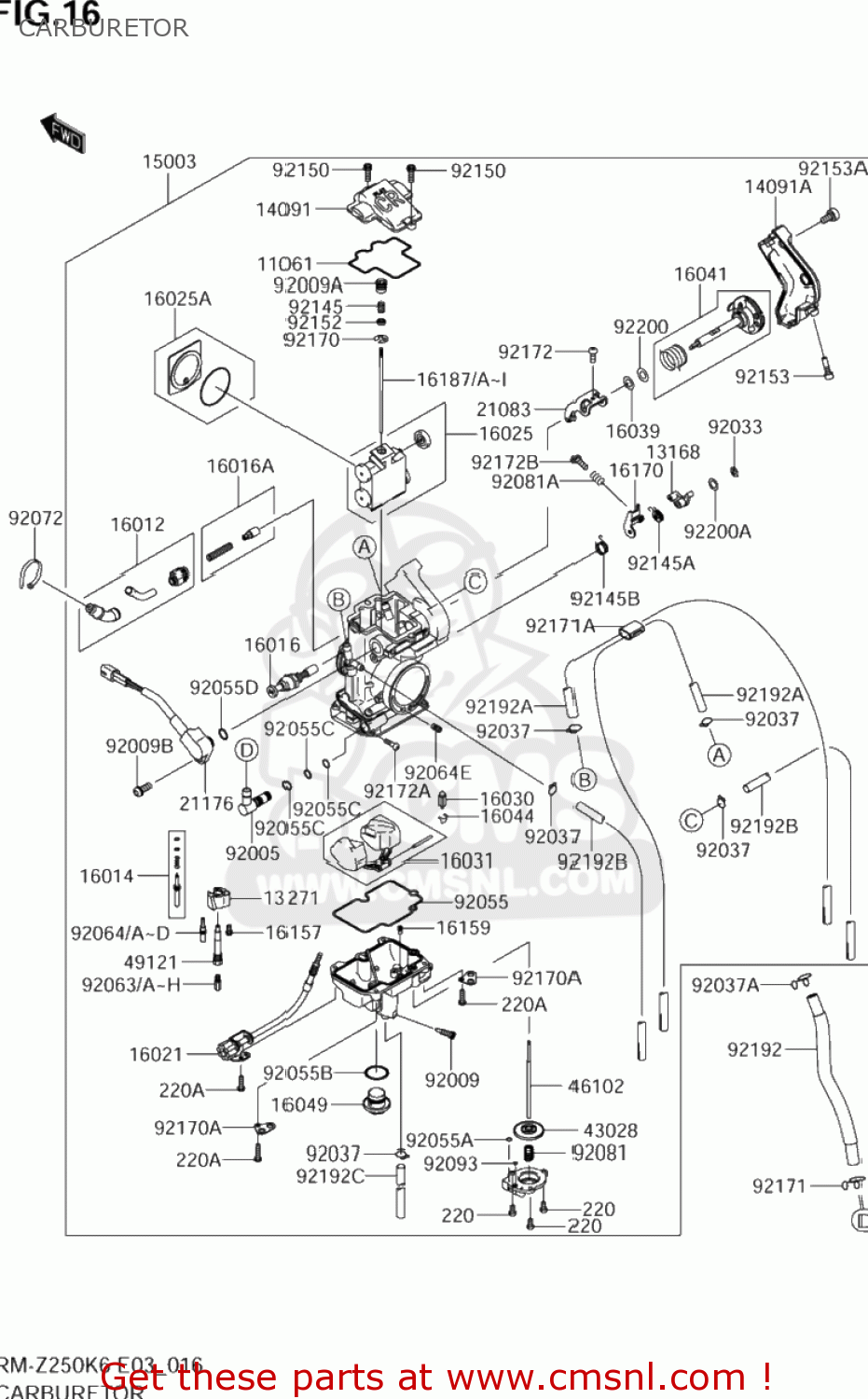 CARBURETOR RM-Z250 2006 (K6) USA (E03) RMZ250 RM Z250