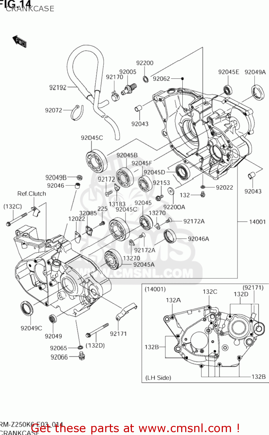 CRANKCASE RM-Z250 2006 (K6) USA (E03) RMZ250 RM Z250