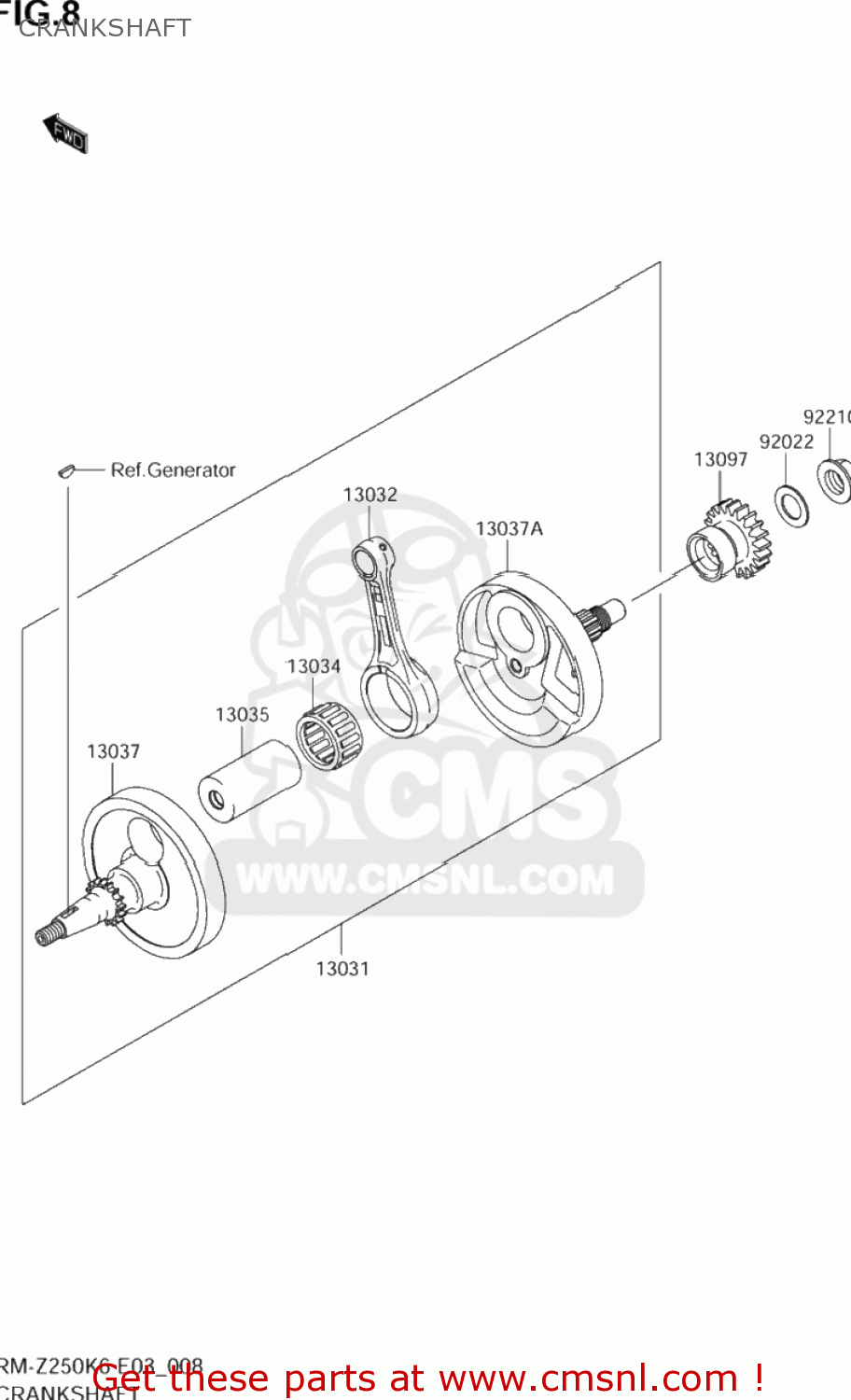 CRANKSHAFT RM-Z250 2006 (K6) USA (E03) RMZ250 RM Z250