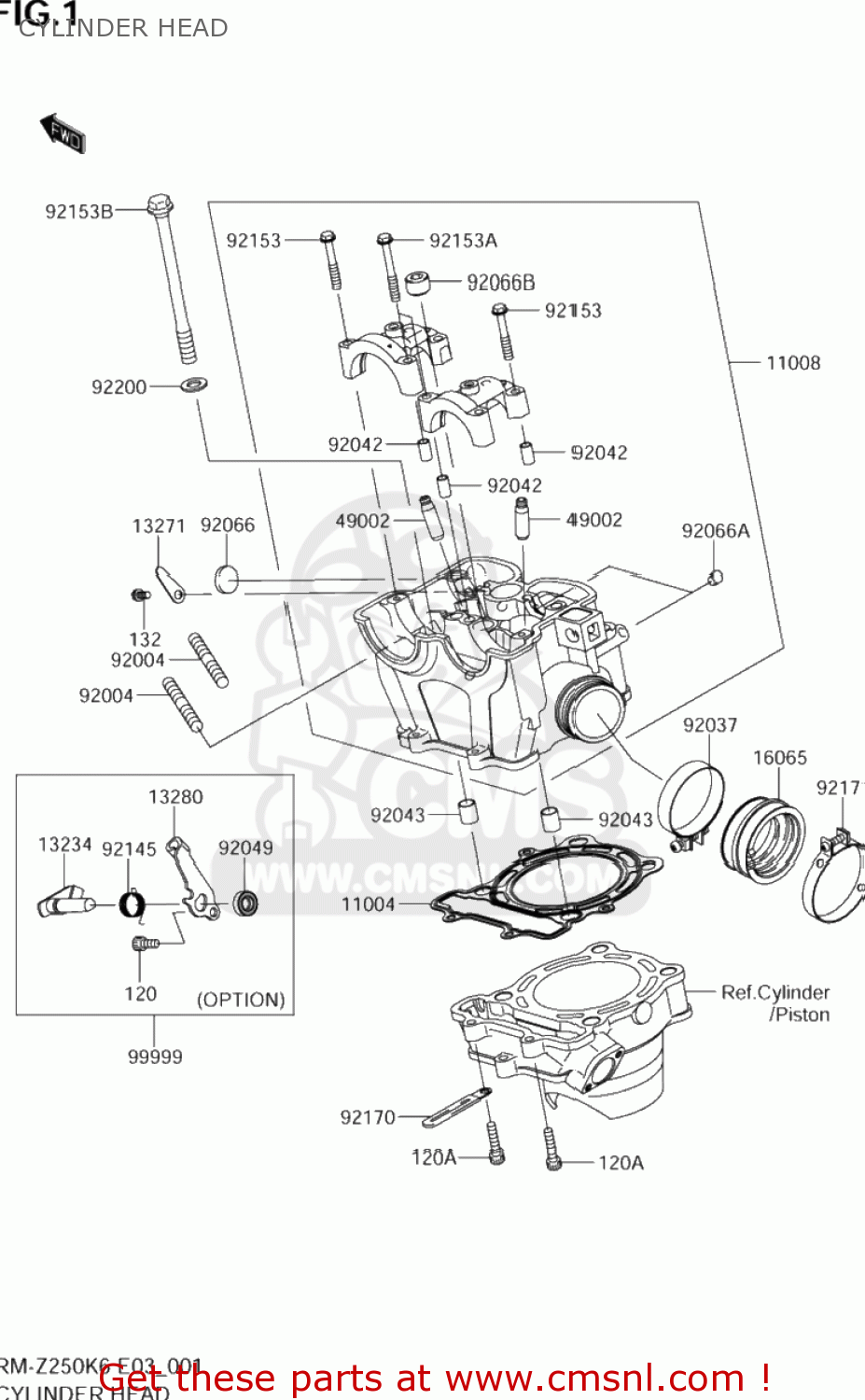 CYLINDER HEAD RM-Z250 2006 (K6) USA (E03) RMZ250 RM Z250