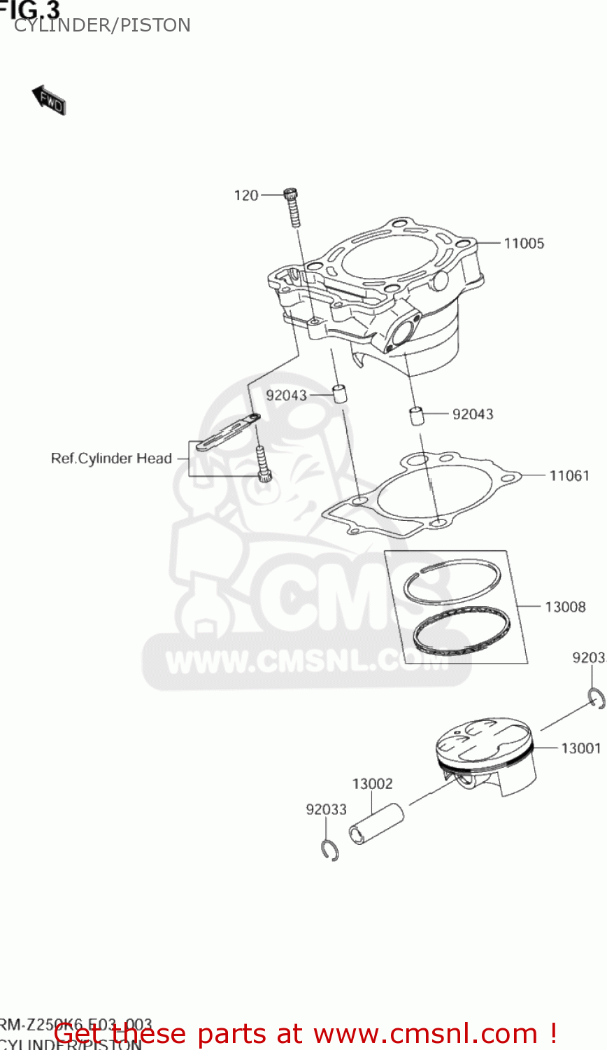 CYLINDER/PISTON RM-Z250 2006 (K6) USA (E03) RMZ250 RM Z250
