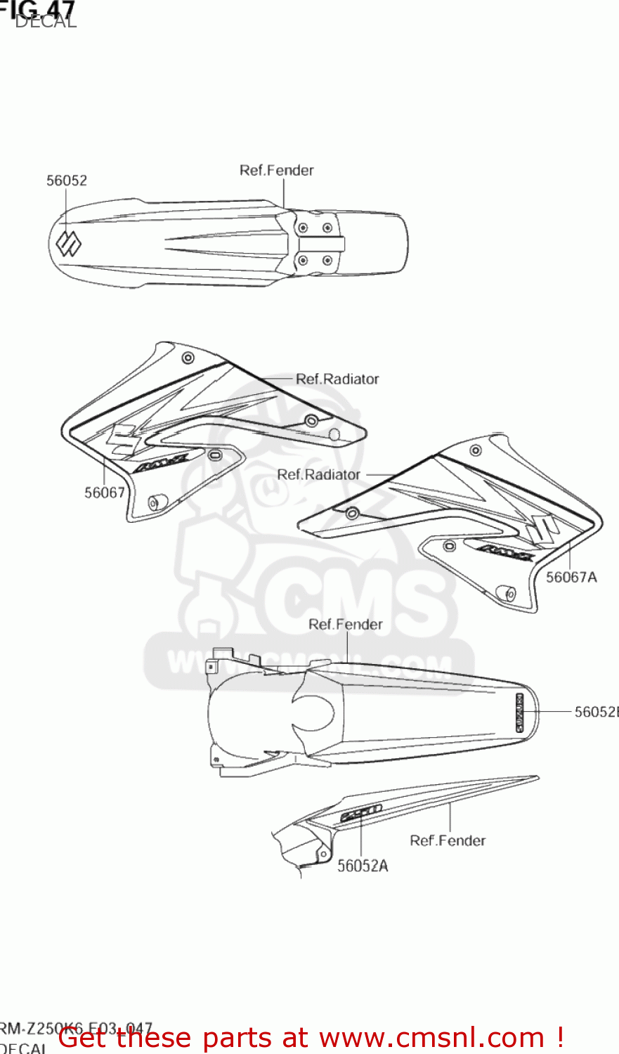 DECAL RM-Z250 2006 (K6) USA (E03) RMZ250 RM Z250