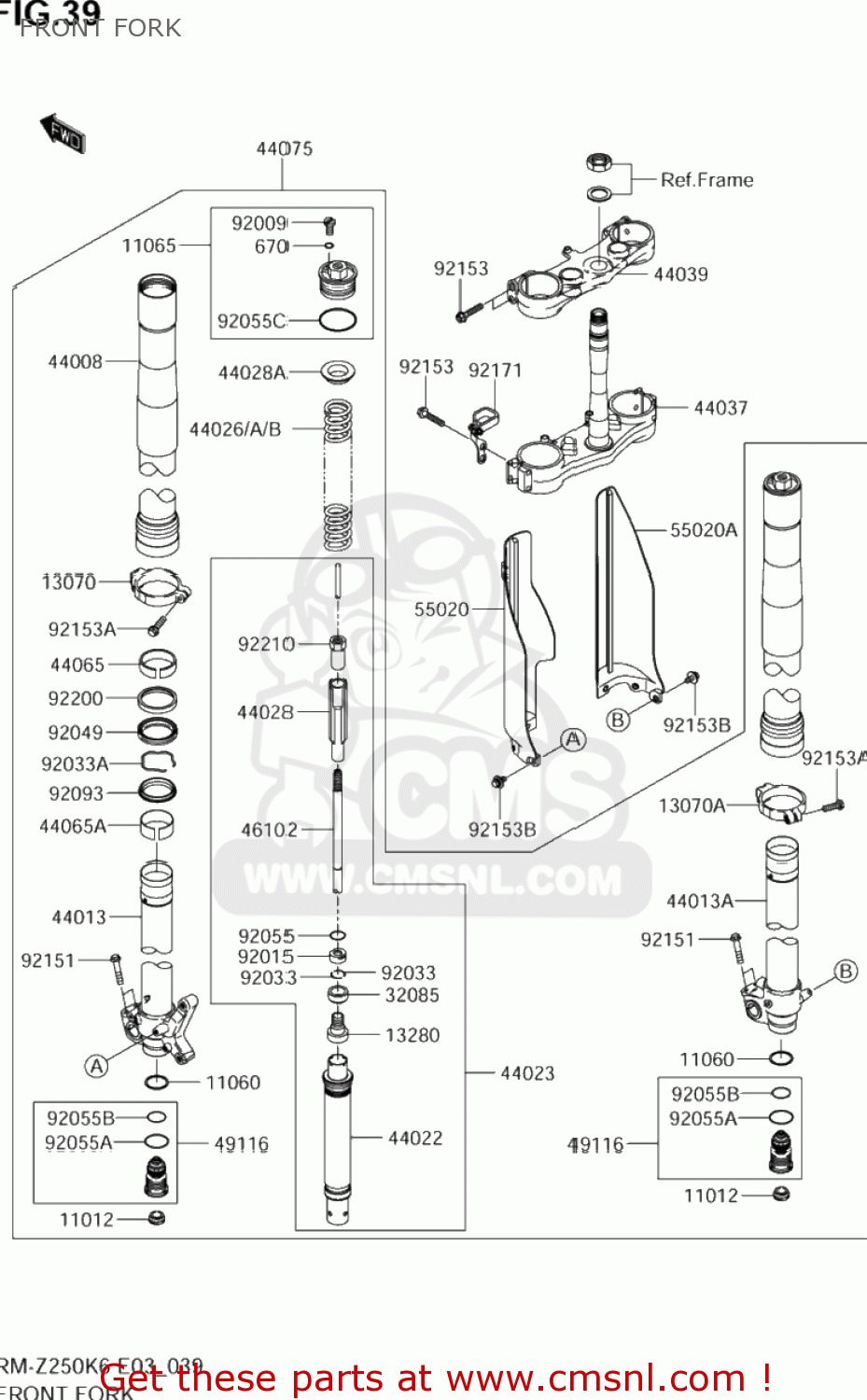 FRONT FORK RM-Z250 2006 (K6) USA (E03) RMZ250 RM Z250