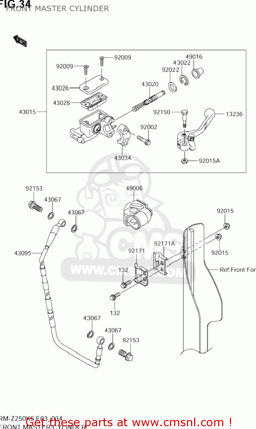 FRONT MASTER CYLINDER RM-Z250 2006 (K6) USA (E03) RMZ250 RM Z250