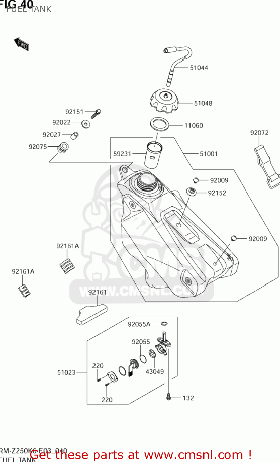 FUEL TANK RM-Z250 2006 (K6) USA (E03) RMZ250 RM Z250