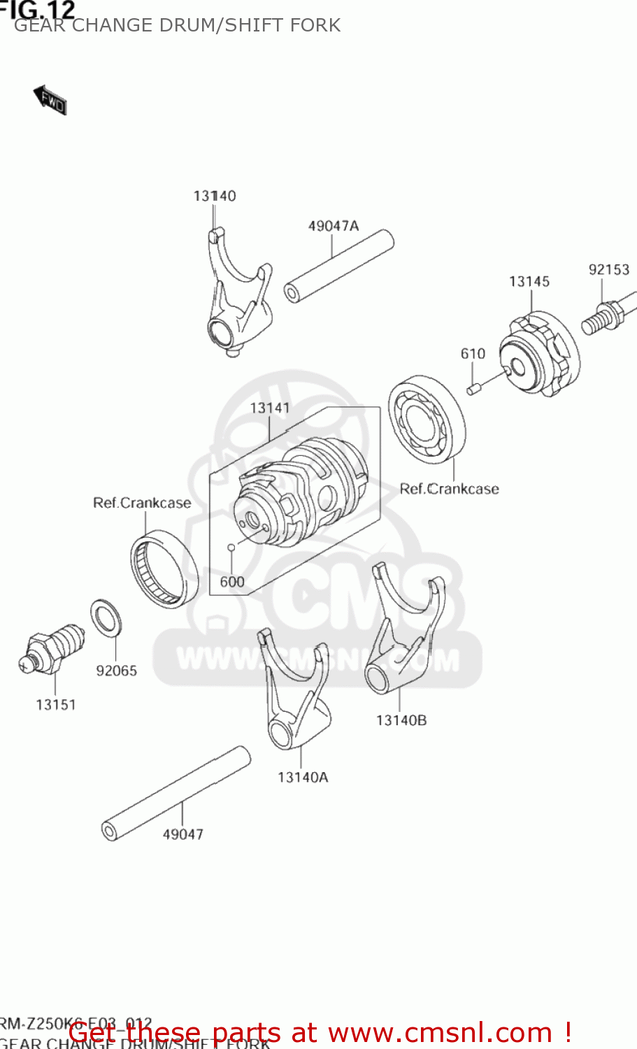 GEAR CHANGE DRUM/SHIFT FORK RM-Z250 2006 (K6) USA (E03) RMZ250 RM Z250