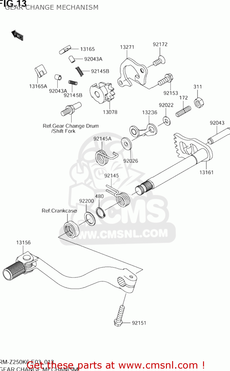 GEAR CHANGE MECHANISM RM-Z250 2006 (K6) USA (E03) RMZ250 RM Z250