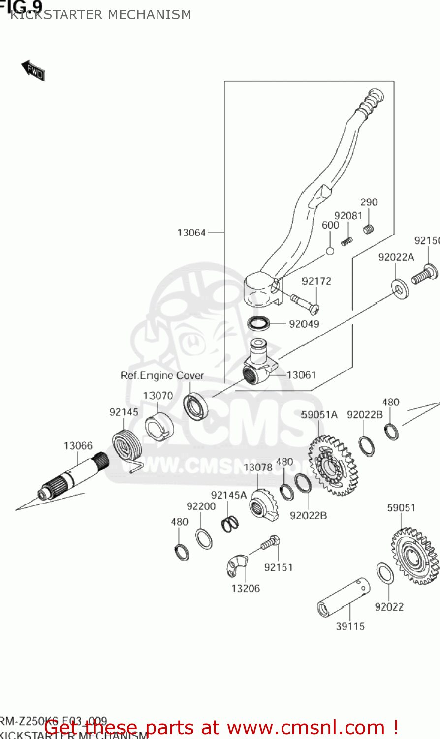 KICKSTARTER MECHANISM RM-Z250 2006 (K6) USA (E03) RMZ250 RM Z250