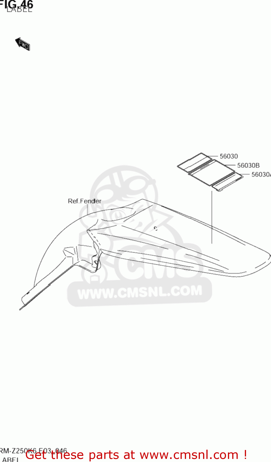LABEL RM-Z250 2006 (K6) USA (E03) RMZ250 RM Z250