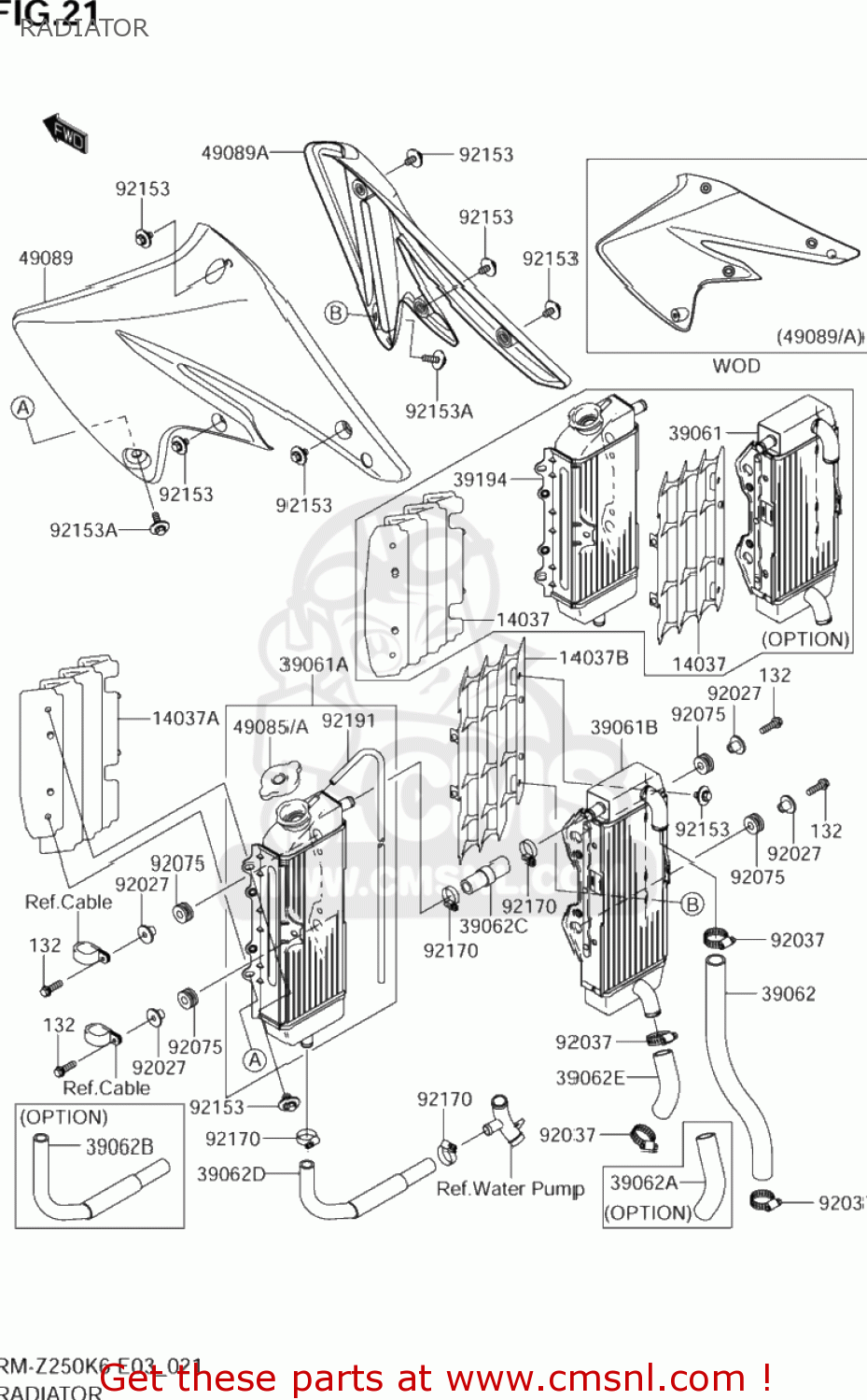 RADIATOR RM-Z250 2006 (K6) USA (E03) RMZ250 RM Z250