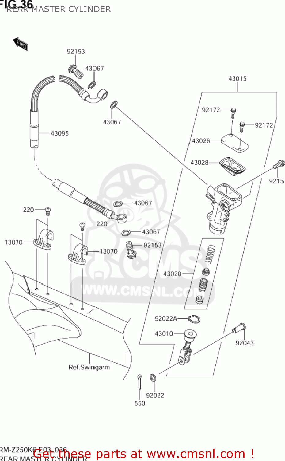 REAR MASTER CYLINDER RM-Z250 2006 (K6) USA (E03) RMZ250 RM Z250