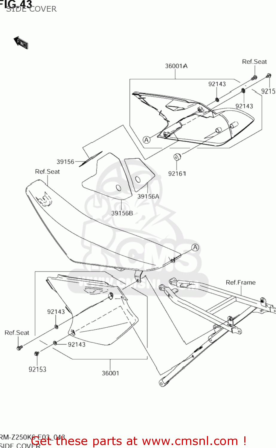 SIDE COVER RM-Z250 2006 (K6) USA (E03) RMZ250 RM Z250