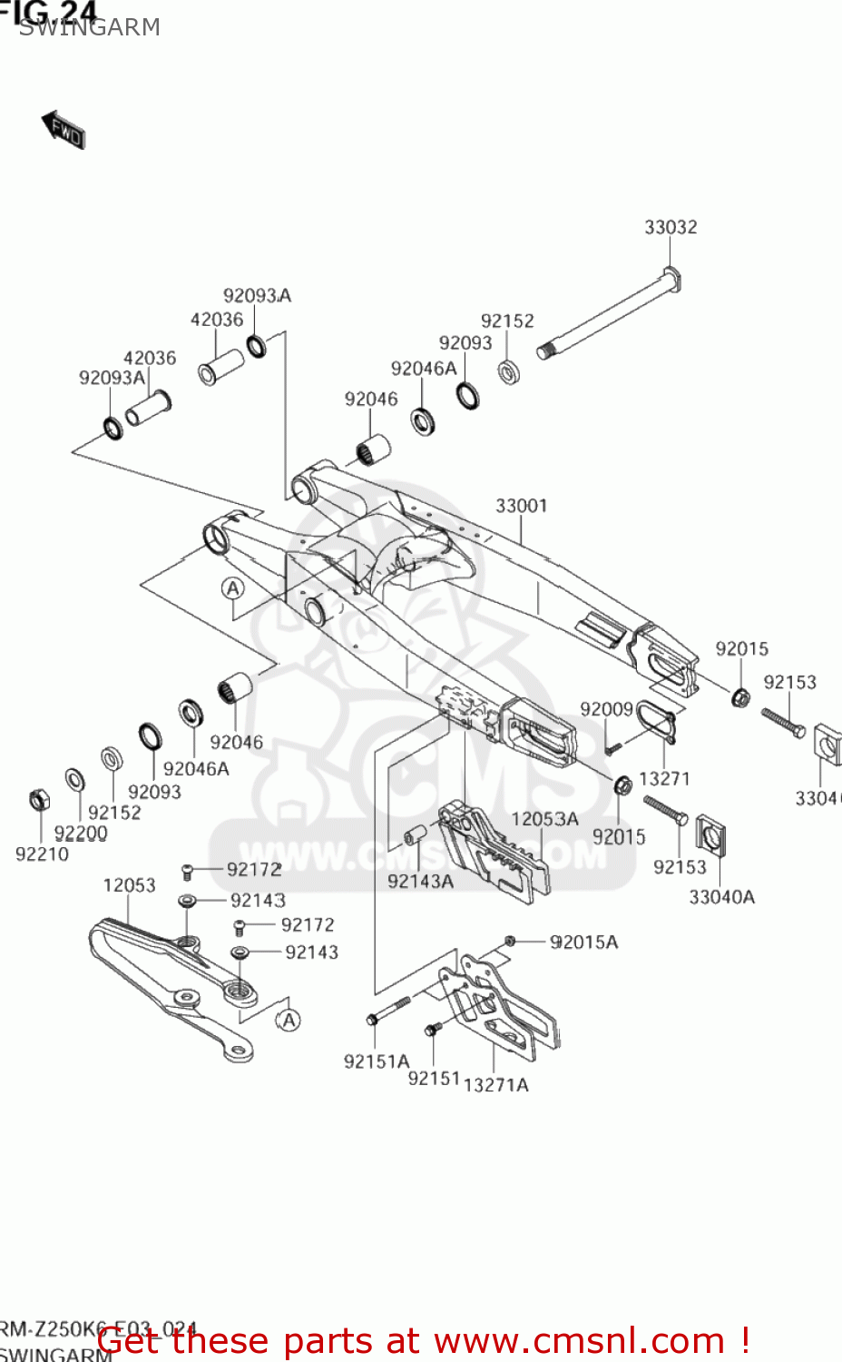 SWINGARM RM-Z250 2006 (K6) USA (E03) RMZ250 RM Z250