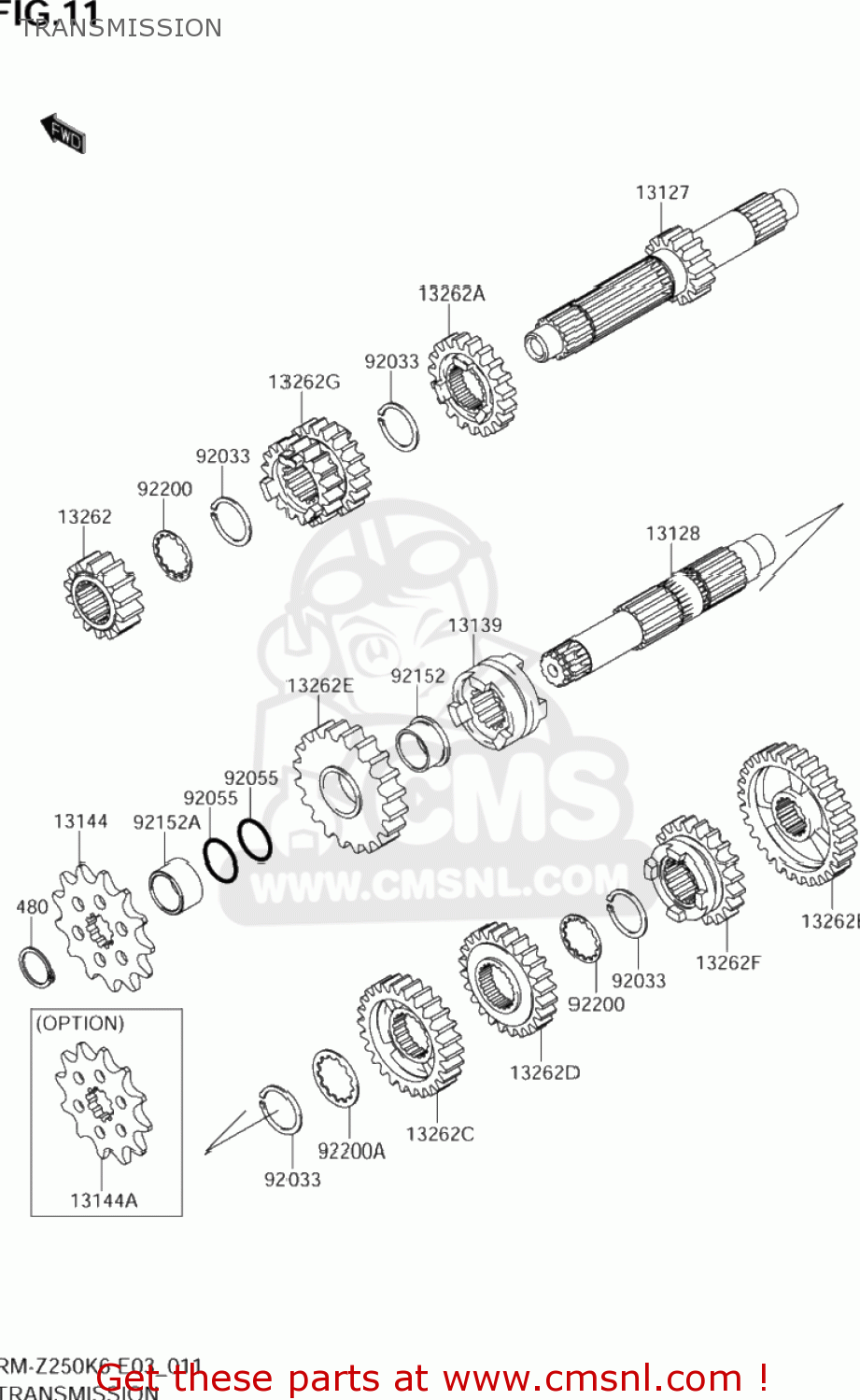 TRANSMISSION RM-Z250 2006 (K6) USA (E03) RMZ250 RM Z250