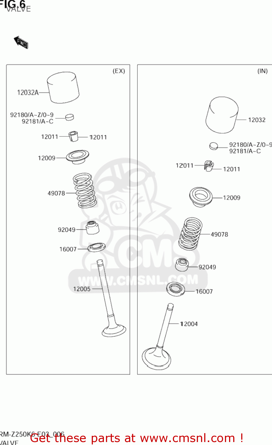 VALVE RM-Z250 2006 (K6) USA (E03) RMZ250 RM Z250