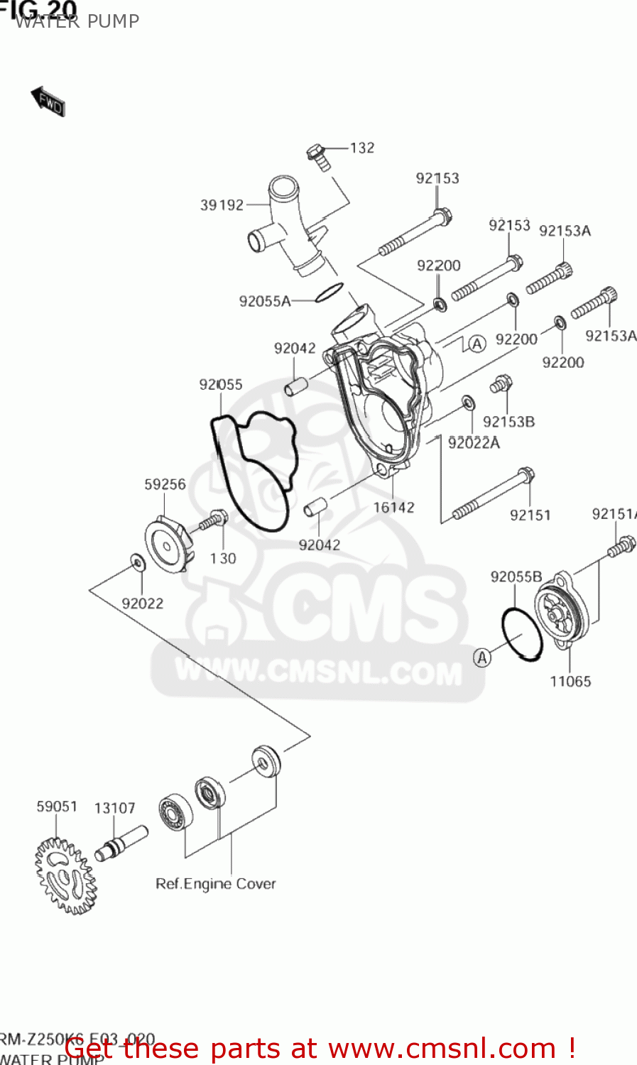 WATER PUMP RM-Z250 2006 (K6) USA (E03) RMZ250 RM Z250
