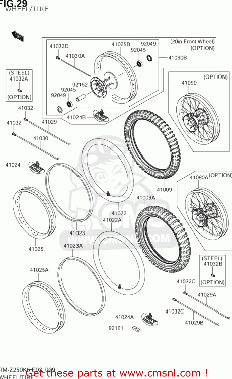 WHEEL/TIRE RM-Z250 2006 (K6) USA (E03) RMZ250 RM Z250