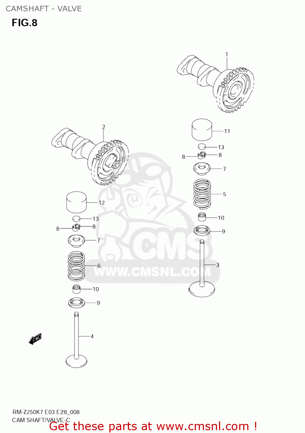 CAMSHAFT - VALVE RM-Z250 2007 (K7) USA (E03) RMZ250 RM Z250