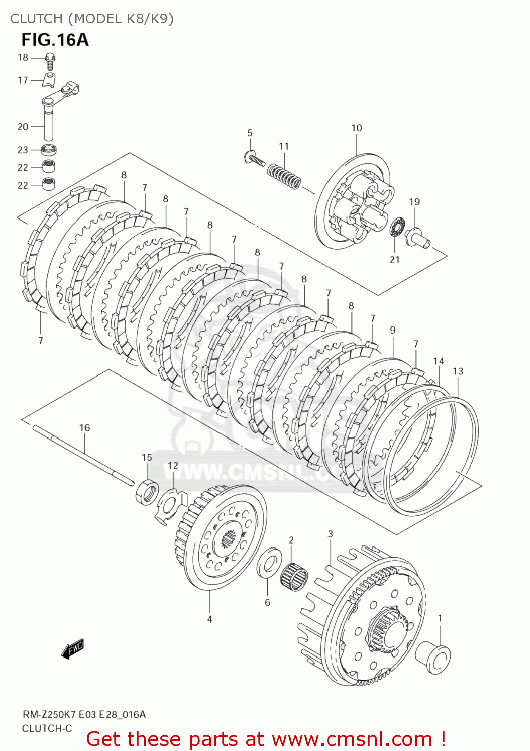 CLUTCH (MODEL K8/K9) RM-Z250 2007 (K7) USA (E03) RMZ250 RM Z250
