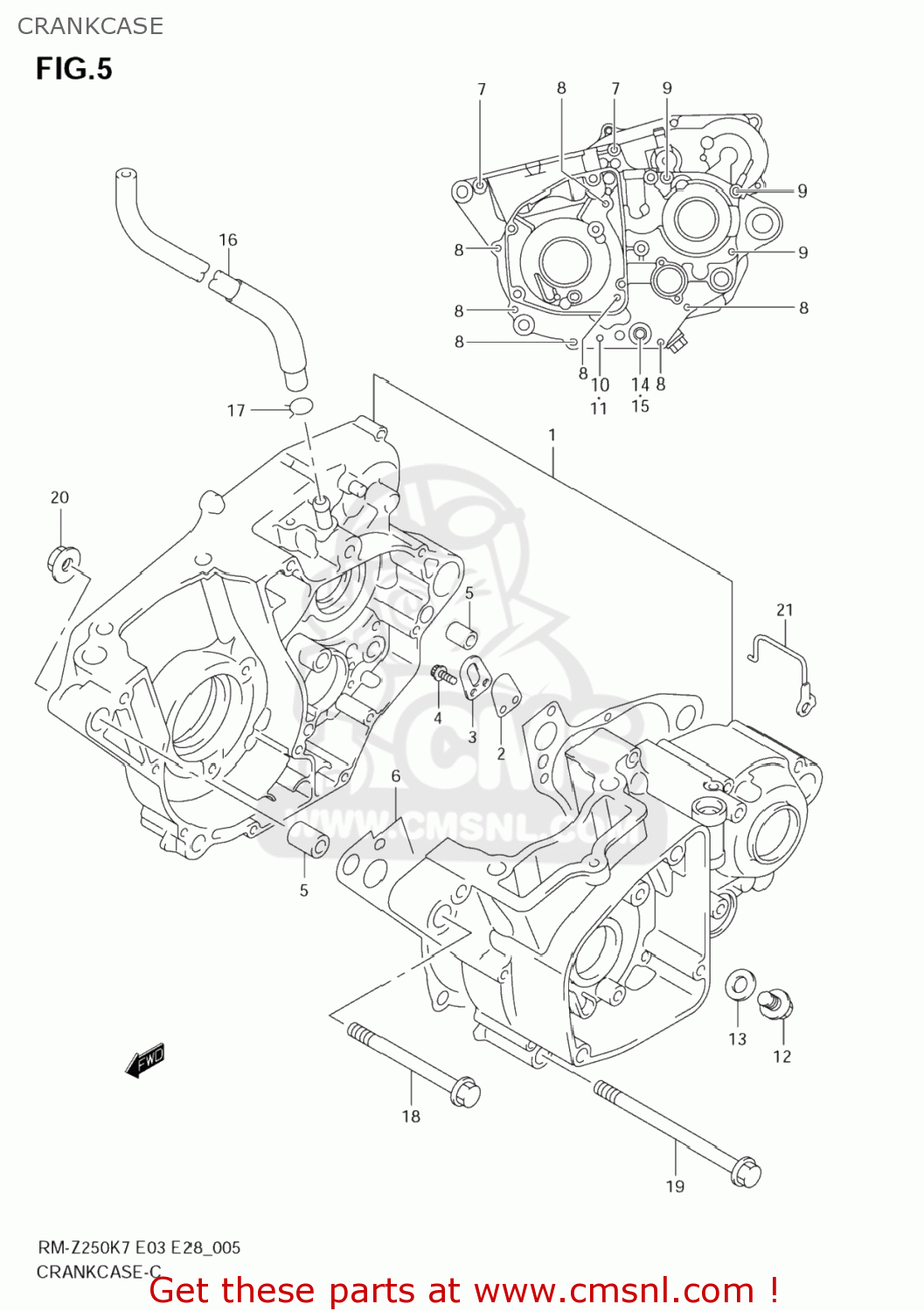 CRANKCASE RM-Z250 2007 (K7) USA (E03) RMZ250 RM Z250
