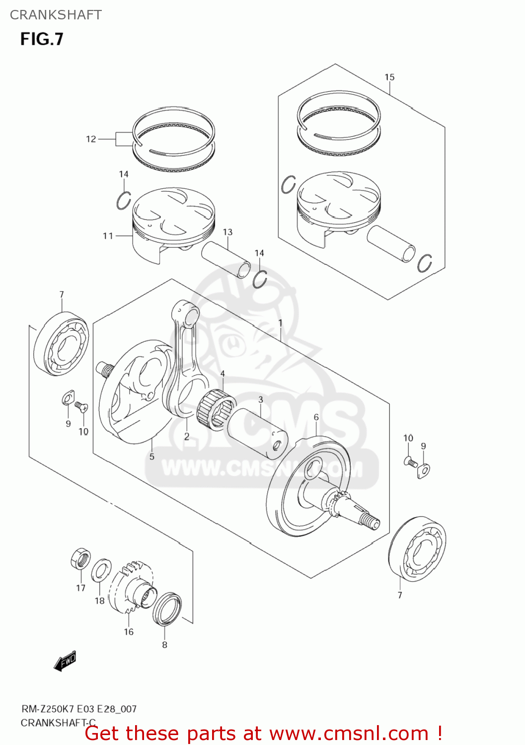 CRANKSHAFT RM-Z250 2007 (K7) USA (E03) RMZ250 RM Z250