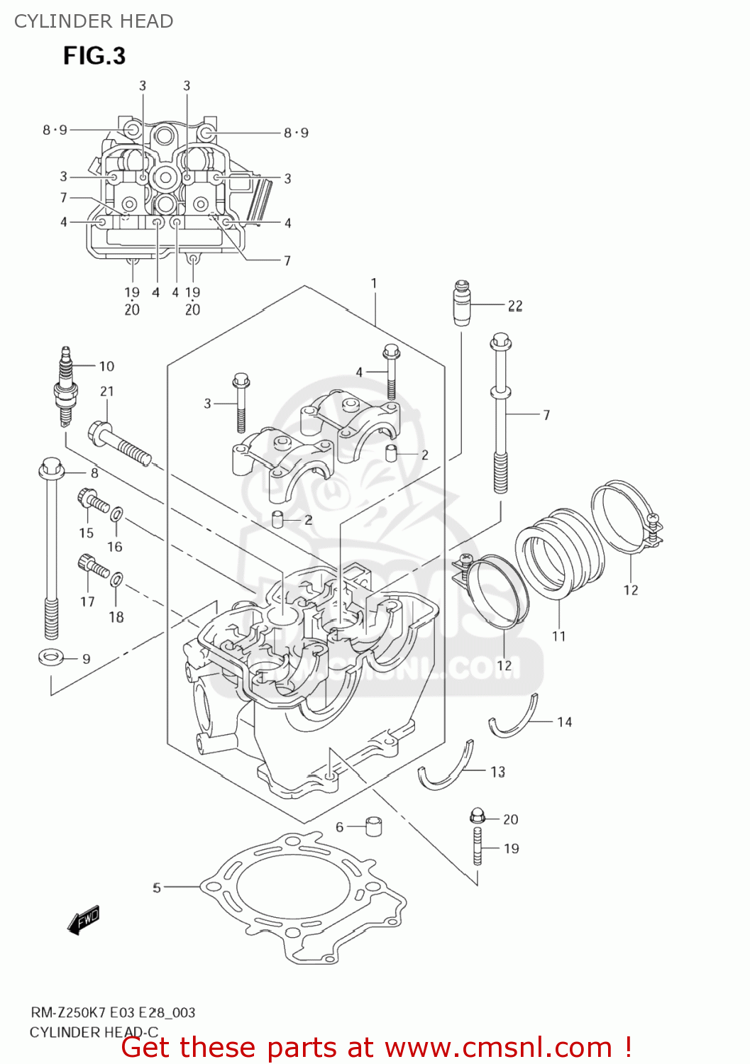 CYLINDER HEAD RM-Z250 2007 (K7) USA (E03) RMZ250 RM Z250