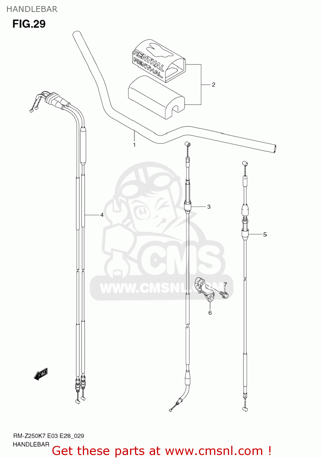 HANDLEBAR RM-Z250 2007 (K7) USA (E03) RMZ250 RM Z250
