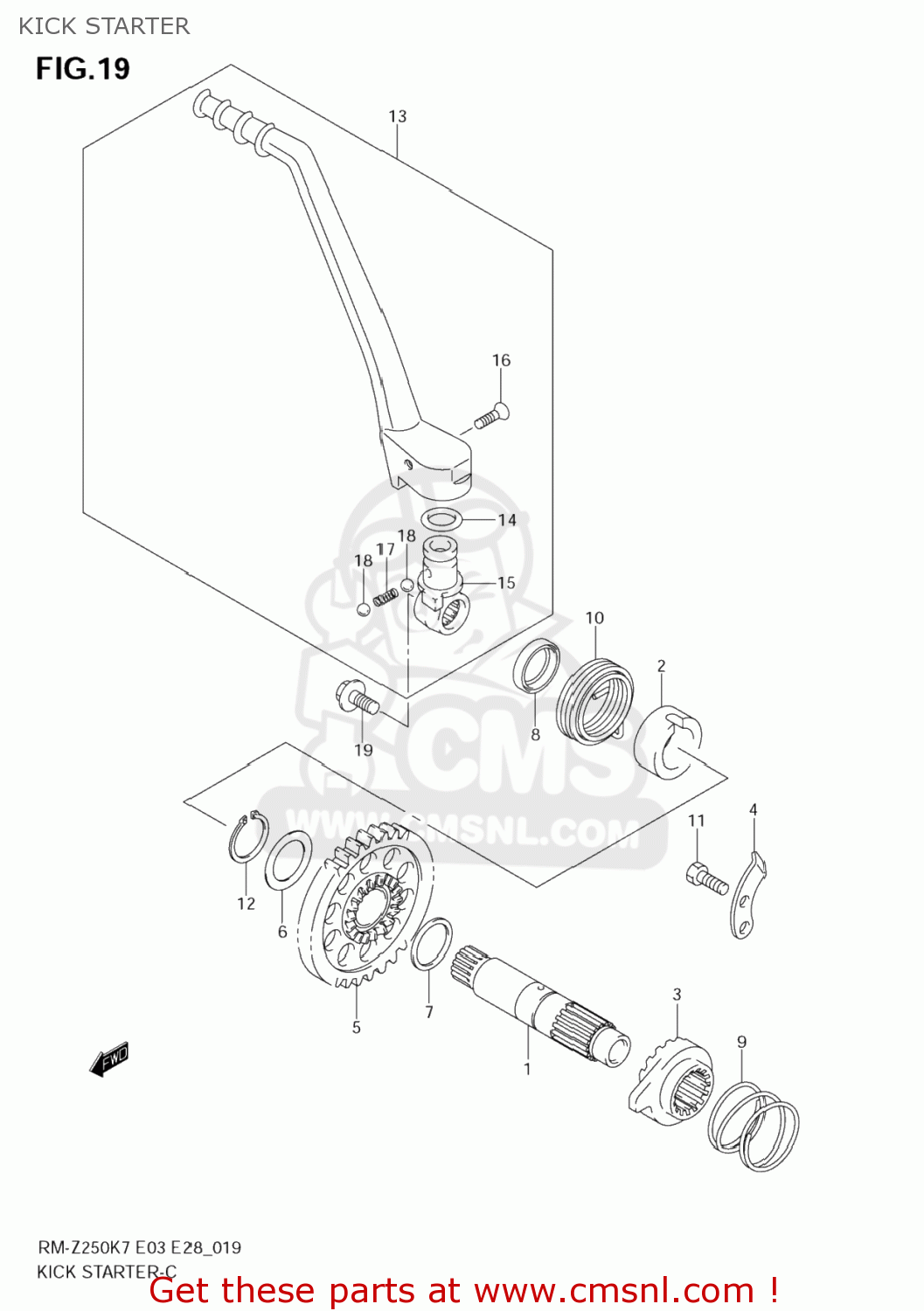 KICK STARTER RM-Z250 2007 (K7) USA (E03) RMZ250 RM Z250