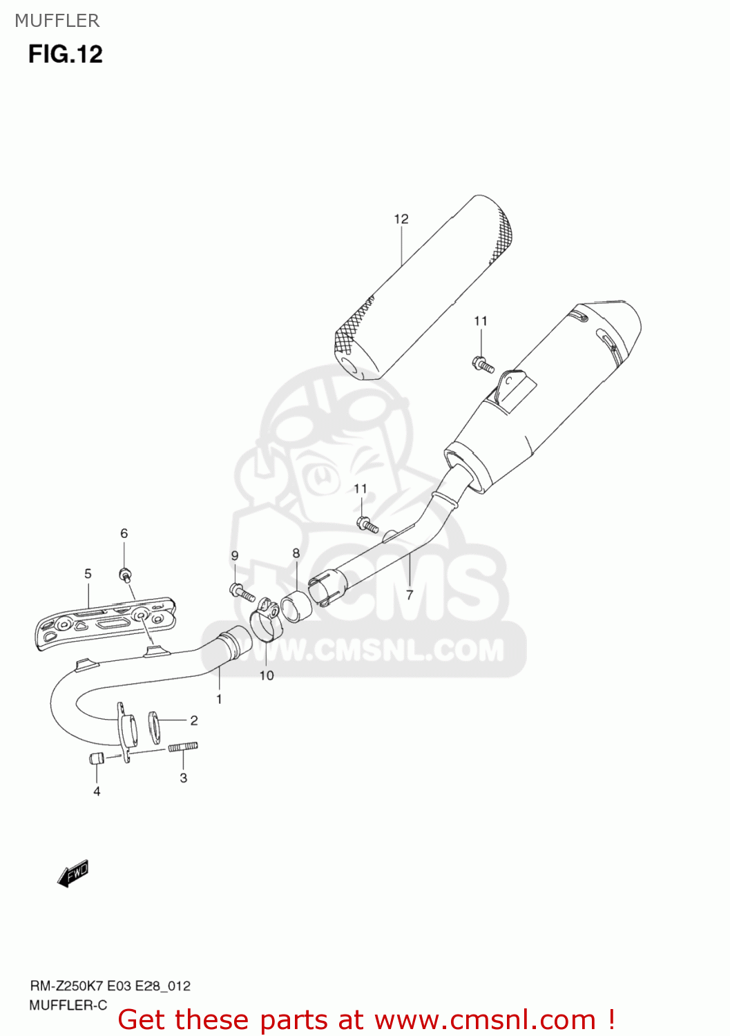MUFFLER RM-Z250 2007 (K7) USA (E03) RMZ250 RM Z250