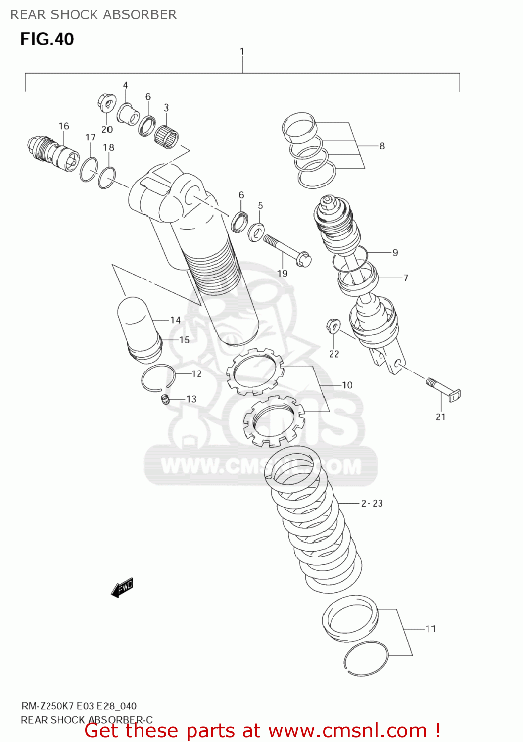 REAR SHOCK ABSORBER RM-Z250 2007 (K7) USA (E03) RMZ250 RM Z250