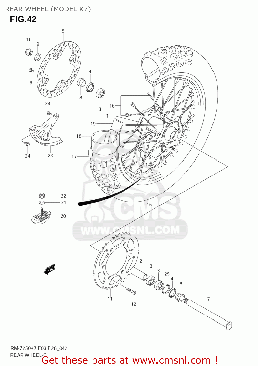 REAR WHEEL (MODEL K7) RM-Z250 2007 (K7) USA (E03) RMZ250 RM Z250