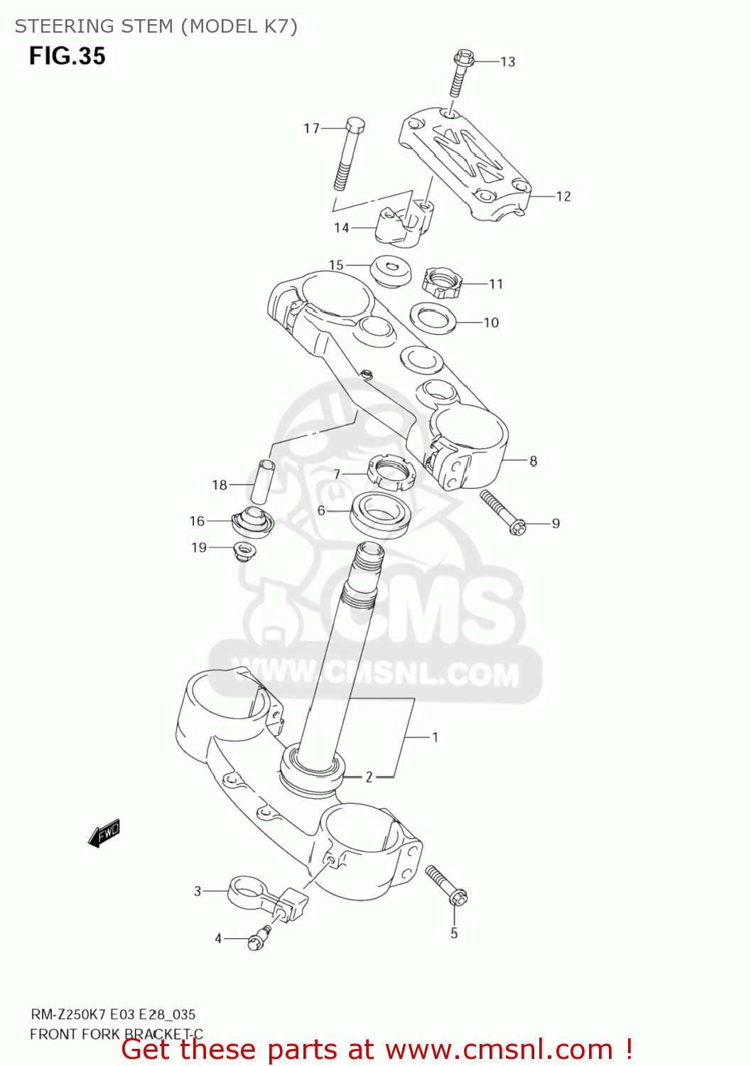STEERING STEM (MODEL K7) RM-Z250 2007 (K7) USA (E03) RMZ250 RM Z250
