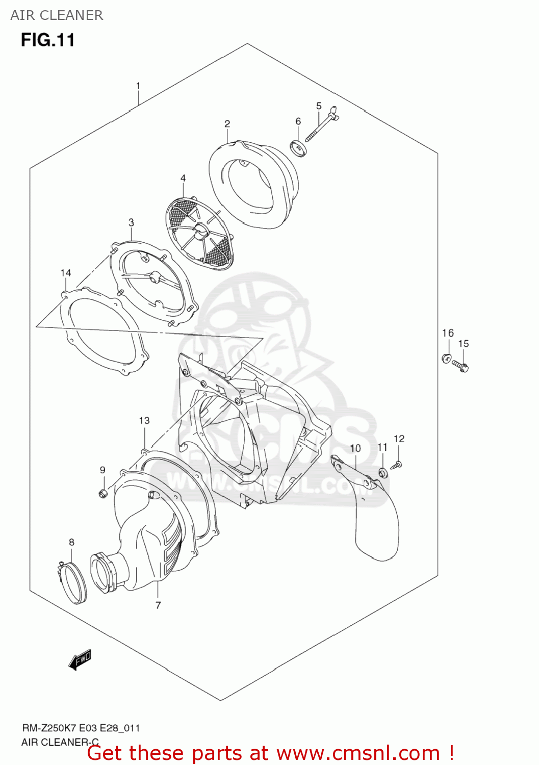 AIR CLEANER RM-Z250 2008 (K8) USA (E03) RMZ250 RM Z250