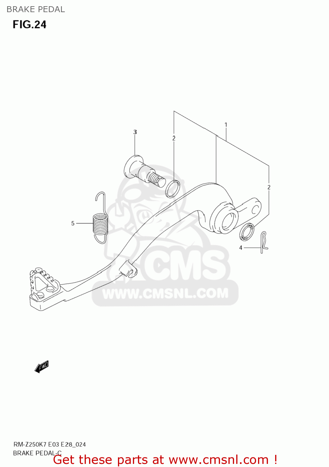 BRAKE PEDAL RM-Z250 2008 (K8) USA (E03) RMZ250 RM Z250