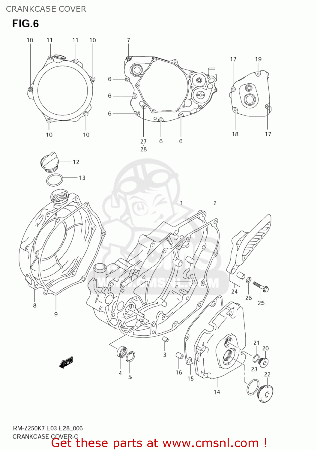 CRANKCASE COVER RM-Z250 2008 (K8) USA (E03) RMZ250 RM Z250