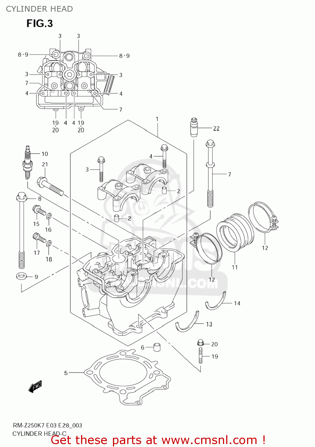 CYLINDER HEAD RM-Z250 2008 (K8) USA (E03) RMZ250 RM Z250