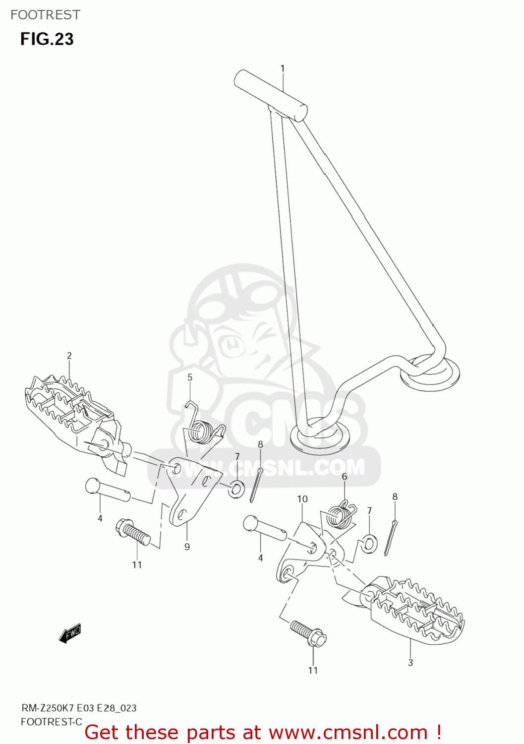 FOOTREST RM-Z250 2008 (K8) USA (E03) RMZ250 RM Z250