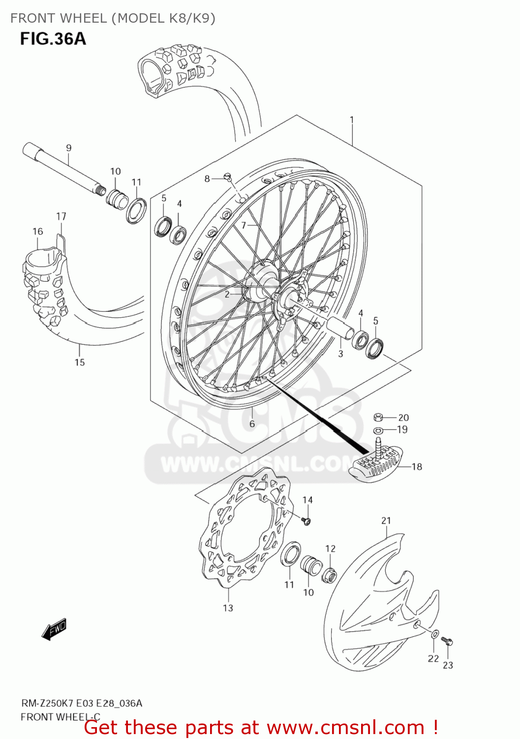 FRONT WHEEL (MODEL K8/K9) RM-Z250 2008 (K8) USA (E03) RMZ250 RM Z250