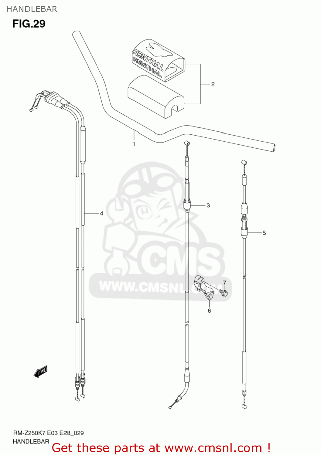 HANDLEBAR RM-Z250 2008 (K8) USA (E03) RMZ250 RM Z250
