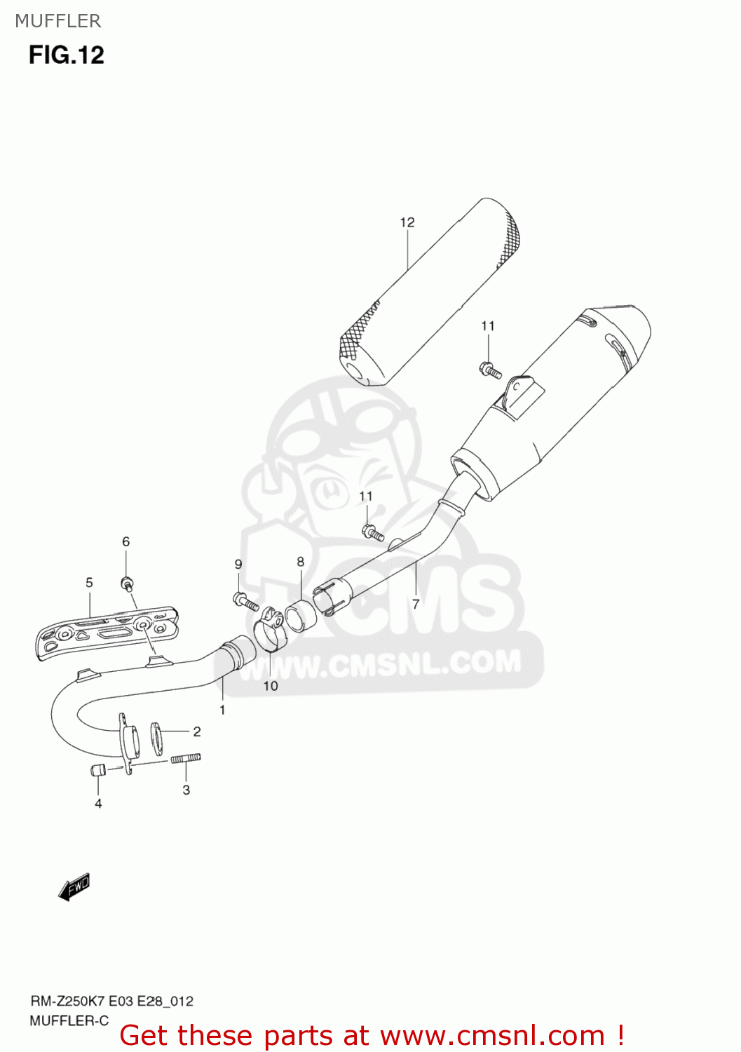 MUFFLER RM-Z250 2008 (K8) USA (E03) RMZ250 RM Z250