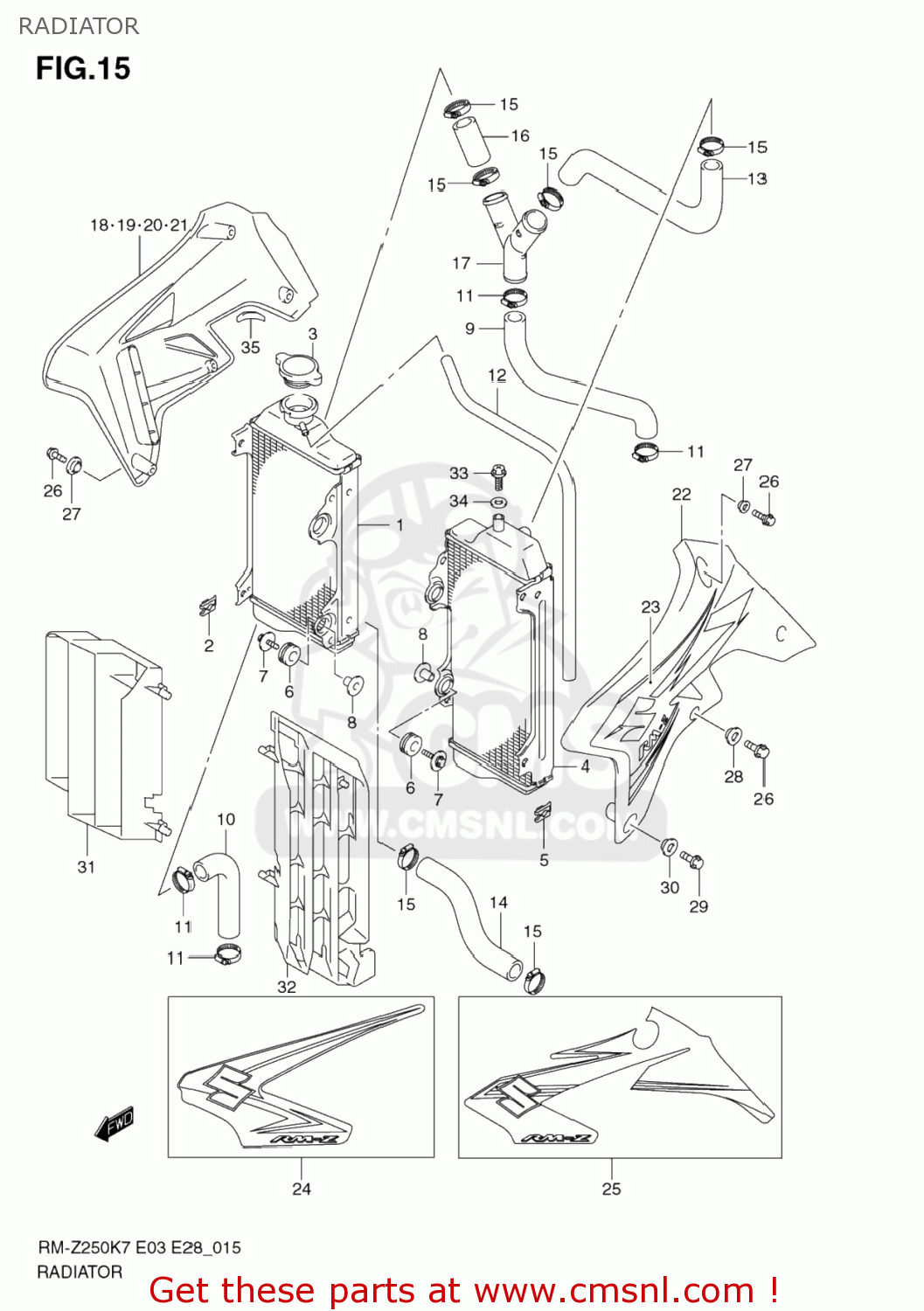 RADIATOR RM-Z250 2008 (K8) USA (E03) RMZ250 RM Z250