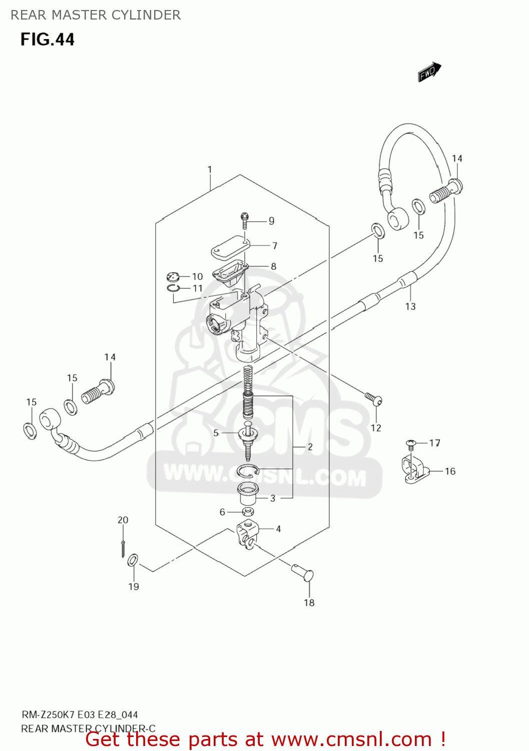 REAR MASTER CYLINDER RM-Z250 2008 (K8) USA (E03) RMZ250 RM Z250