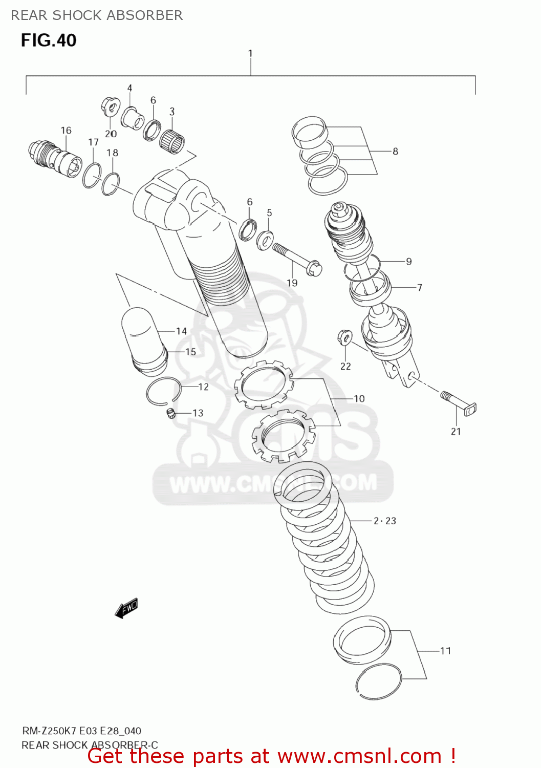 REAR SHOCK ABSORBER RM-Z250 2008 (K8) USA (E03) RMZ250 RM Z250