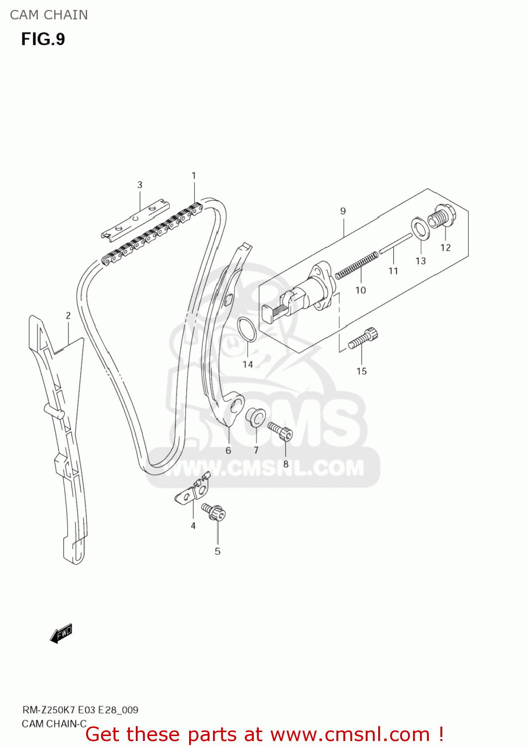 CAM CHAIN RM-Z250 2009 (K9) USA (E03) RMZ250 RM Z250