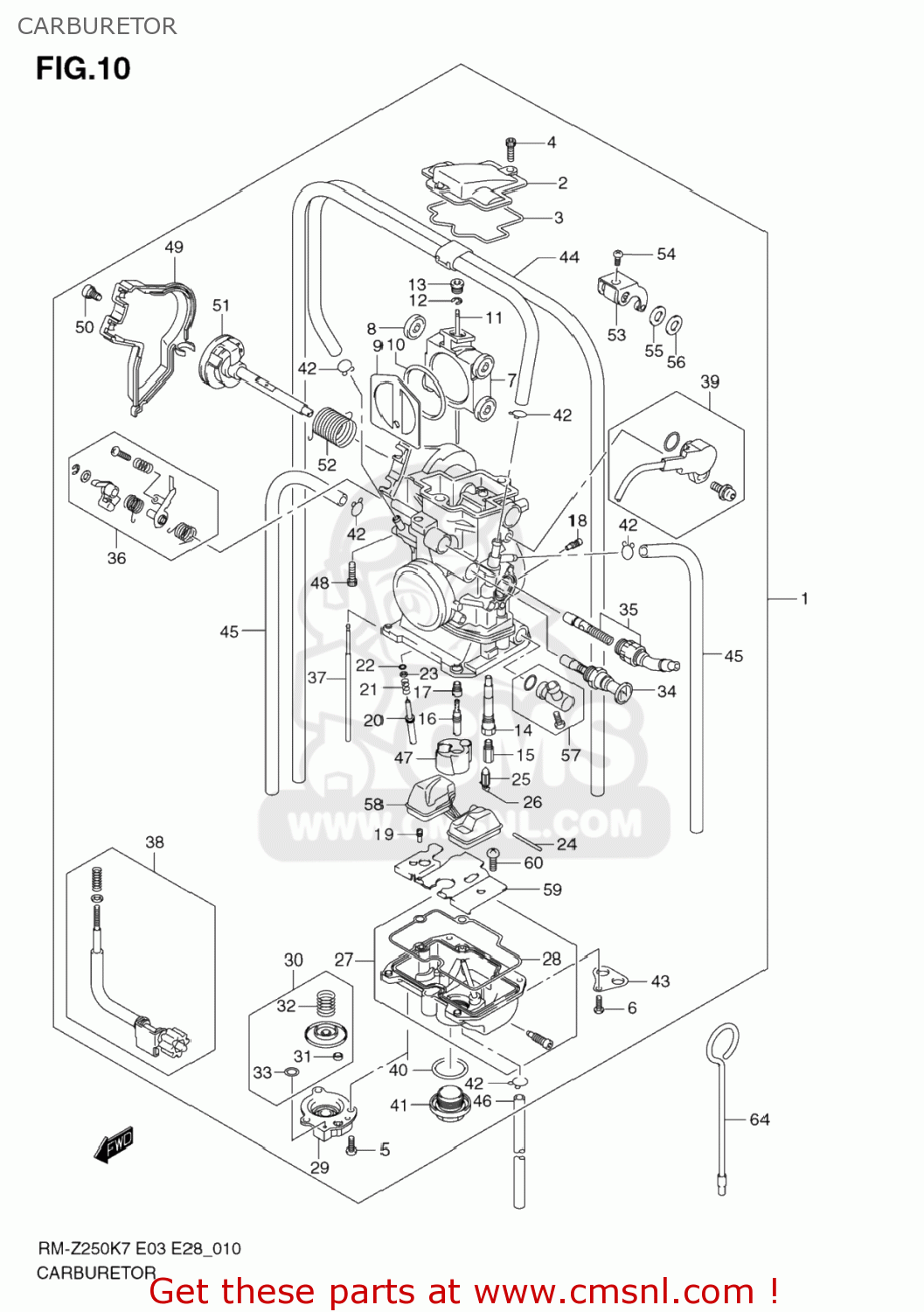 CARBURETOR RM-Z250 2009 (K9) USA (E03) RMZ250 RM Z250