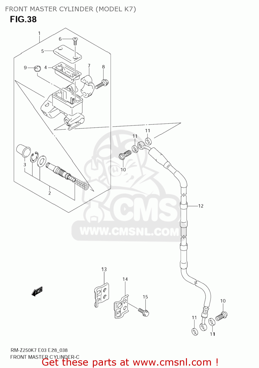 FRONT MASTER CYLINDER (MODEL K7) RM-Z250 2009 (K9) USA (E03) RMZ250 RM Z250