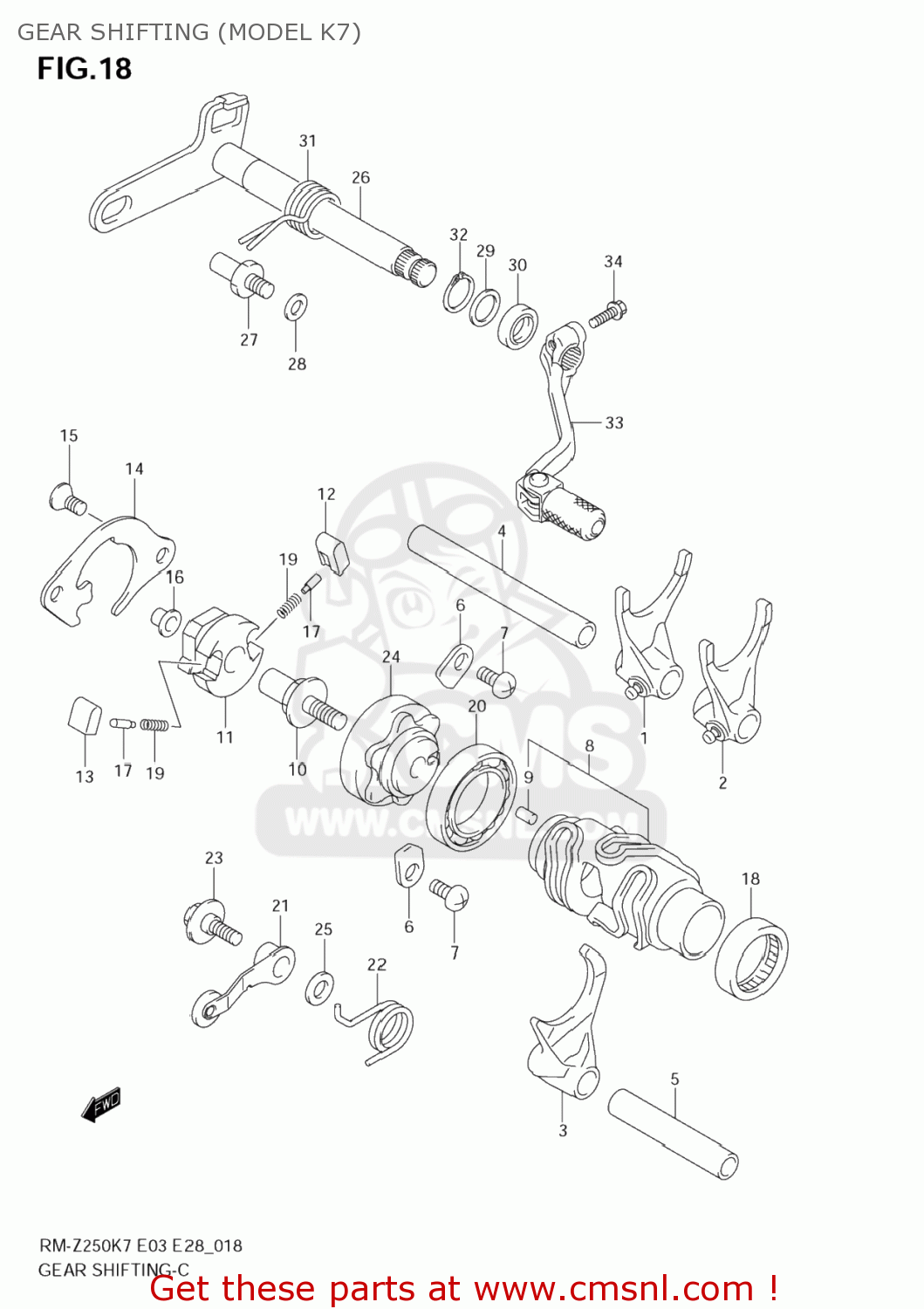 GEAR SHIFTING (MODEL K7) RM-Z250 2009 (K9) USA (E03) RMZ250 RM Z250