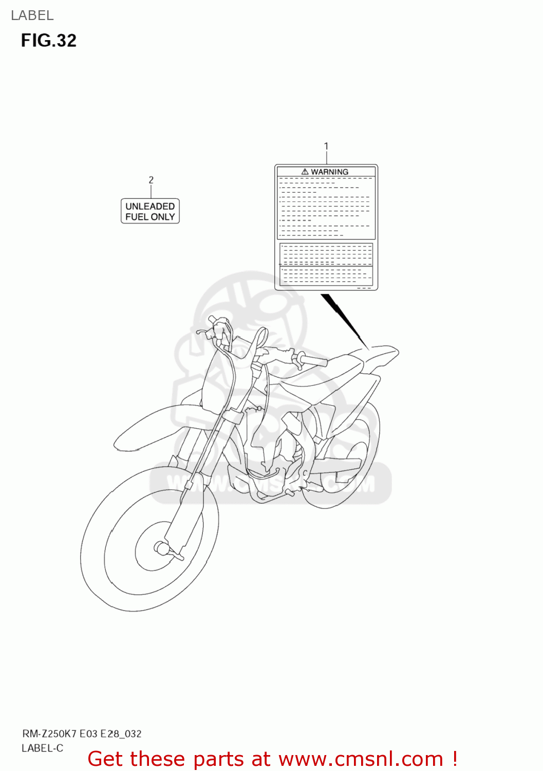 LABEL RM-Z250 2009 (K9) USA (E03) RMZ250 RM Z250