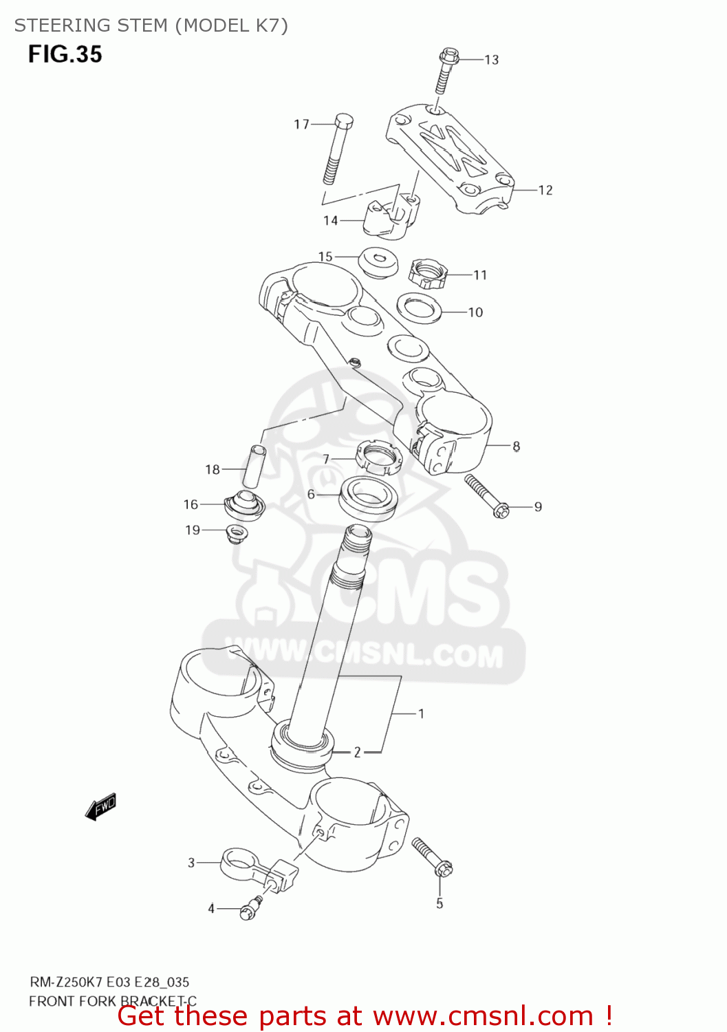 STEERING STEM (MODEL K7) RM-Z250 2009 (K9) USA (E03) RMZ250 RM Z250
